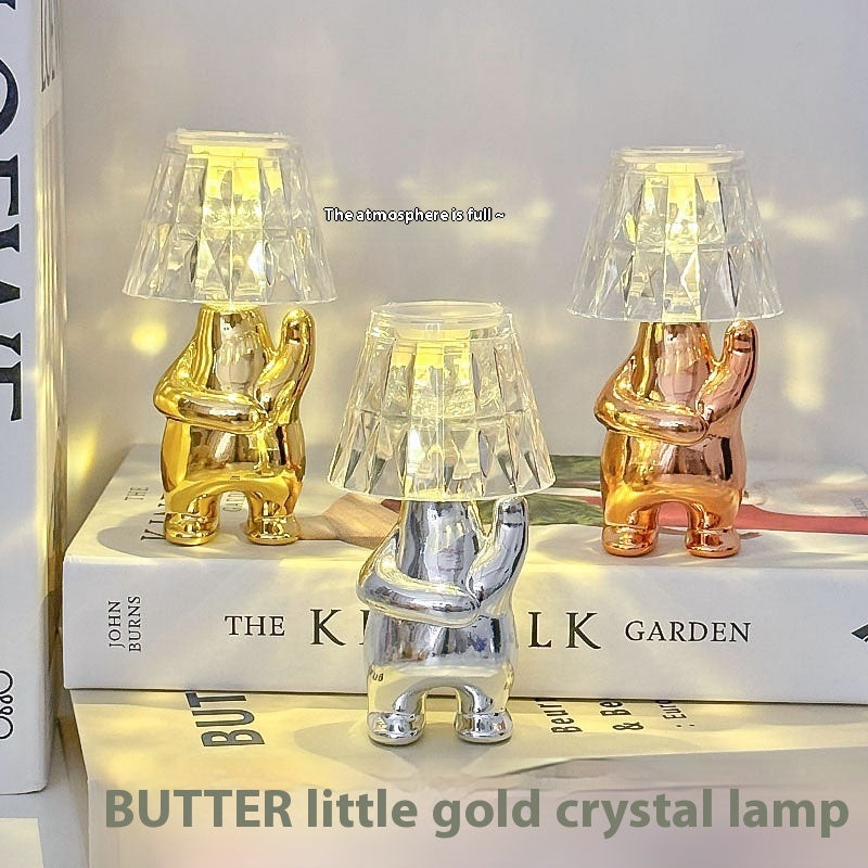 Creative Crystal LED Night Light – Abstract Touch Table Lamp with Built-in Battery