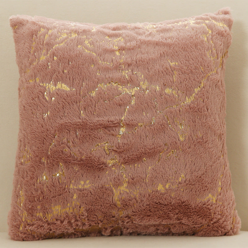 Plush Throw Pillowcase with Gilded Detailing – Soft Sofa Cushion Cover 43x43cm