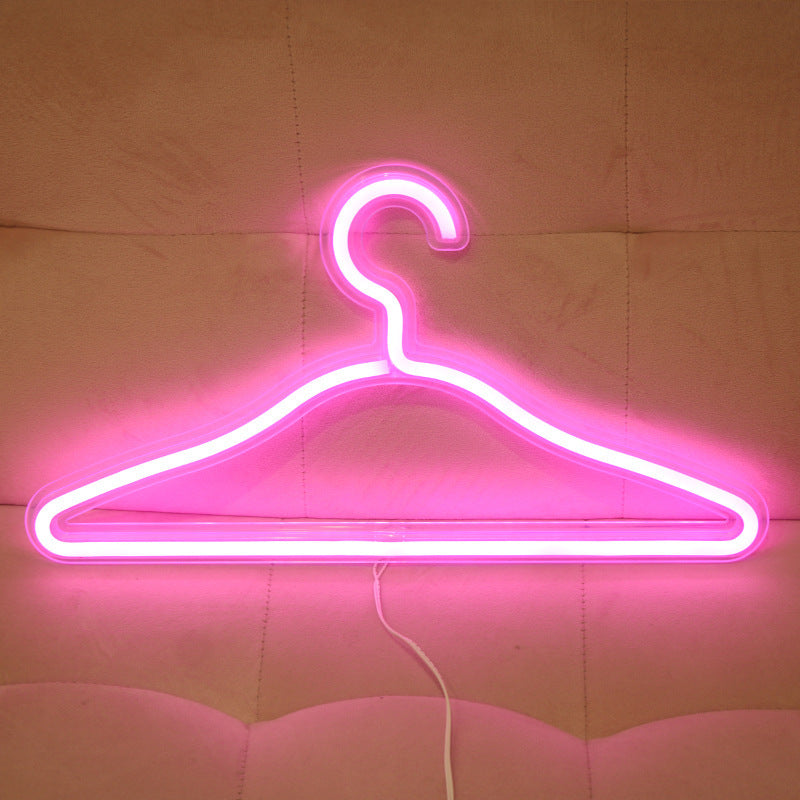 LED Neon Hanger Light – USB-Powered Acrylic Clothes Stand Sign for Room & Event Decor
