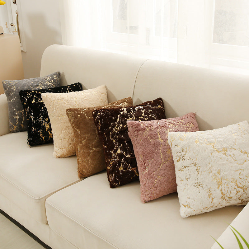 Plush Throw Pillowcase with Gilded Detailing – Soft Sofa Cushion Cover 43x43cm