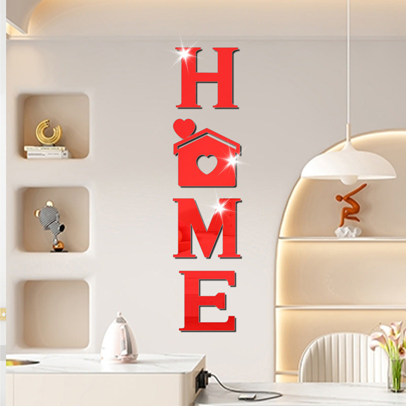 Acrylic Mirror Wall Stickers – “Home House Love” Heart Decals | Waterproof Soft Mirror Decor