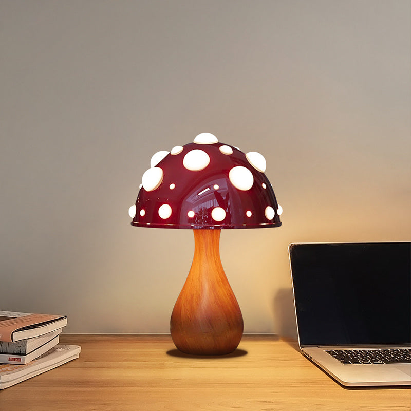 Modern Mushroom LED Table Lamp – Dimmable Tricolor Light with White or Wood Base