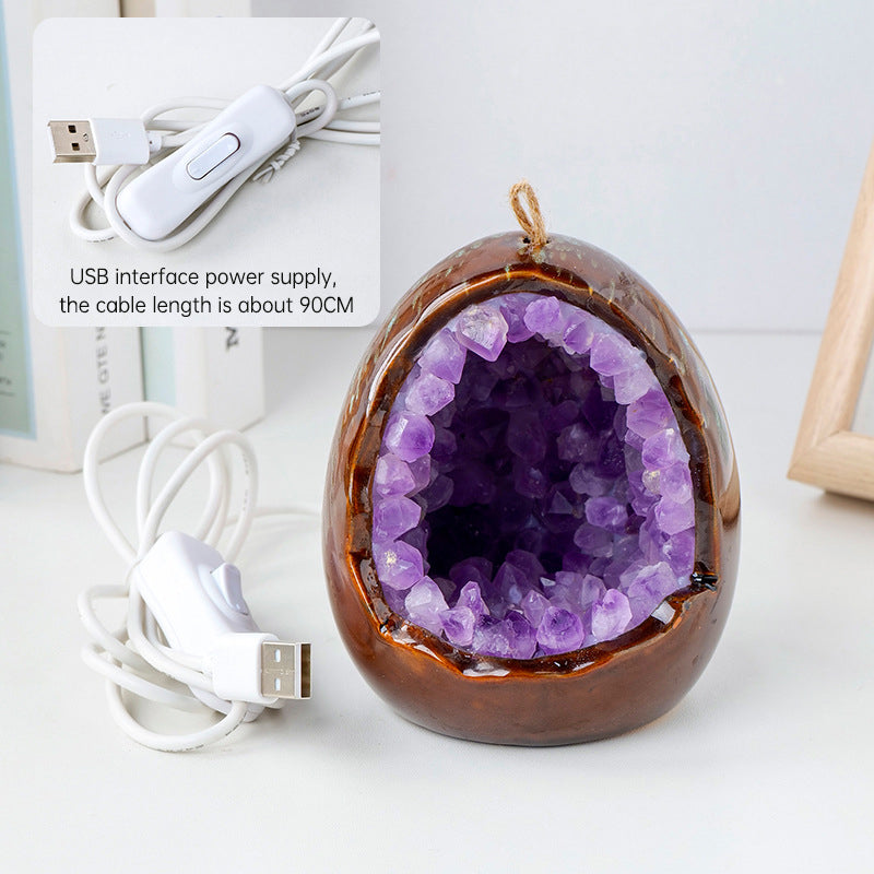 Amethyst Dinosaur Egg Night Light – Crystal Glow with Modern Vibes