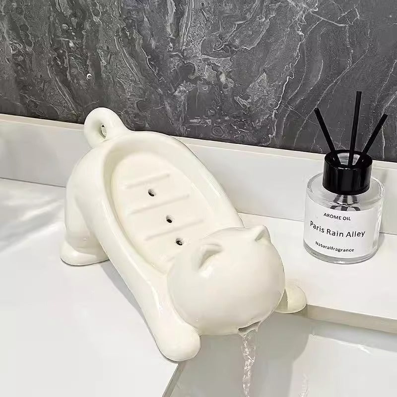Cute Cat Soap Box – Bathroom Drainage Soap Dish & Accessory Holder