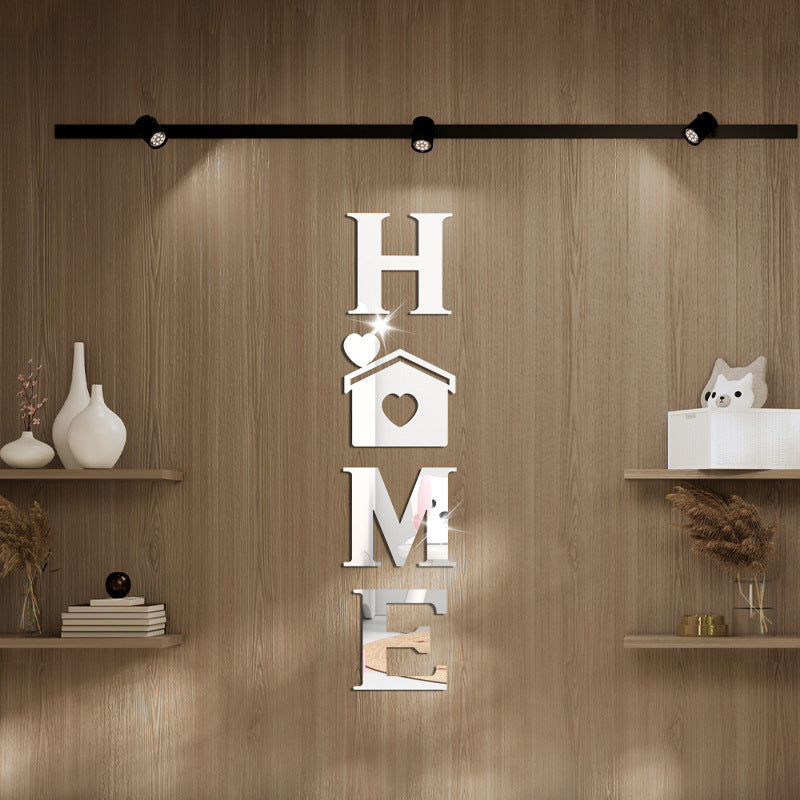 Acrylic Mirror Wall Stickers – “Home House Love” Heart Decals | Waterproof Soft Mirror Decor