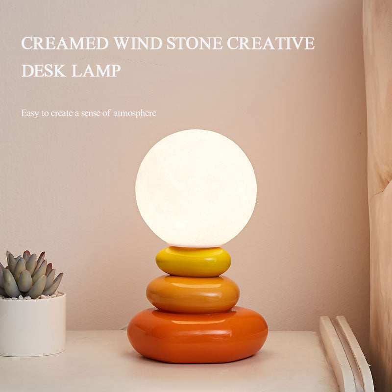 Stonehenge Ceramic Table Lamp – 3D Moon Lampshade | USB LED Night Light for Aesthetic Bedroom Decor