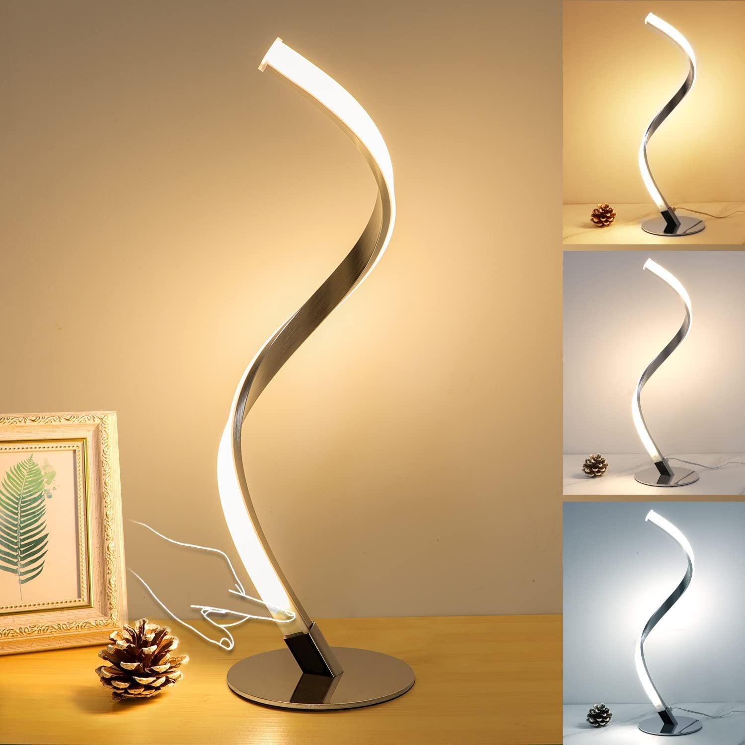 Spiral Snake LED Table Lamp – Modern Dimmable Bedside Light
