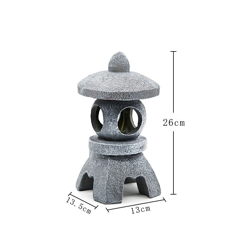 Solar-Powered Pagoda Lantern – Zen Garden Resin Statue for Outdoor Decor
