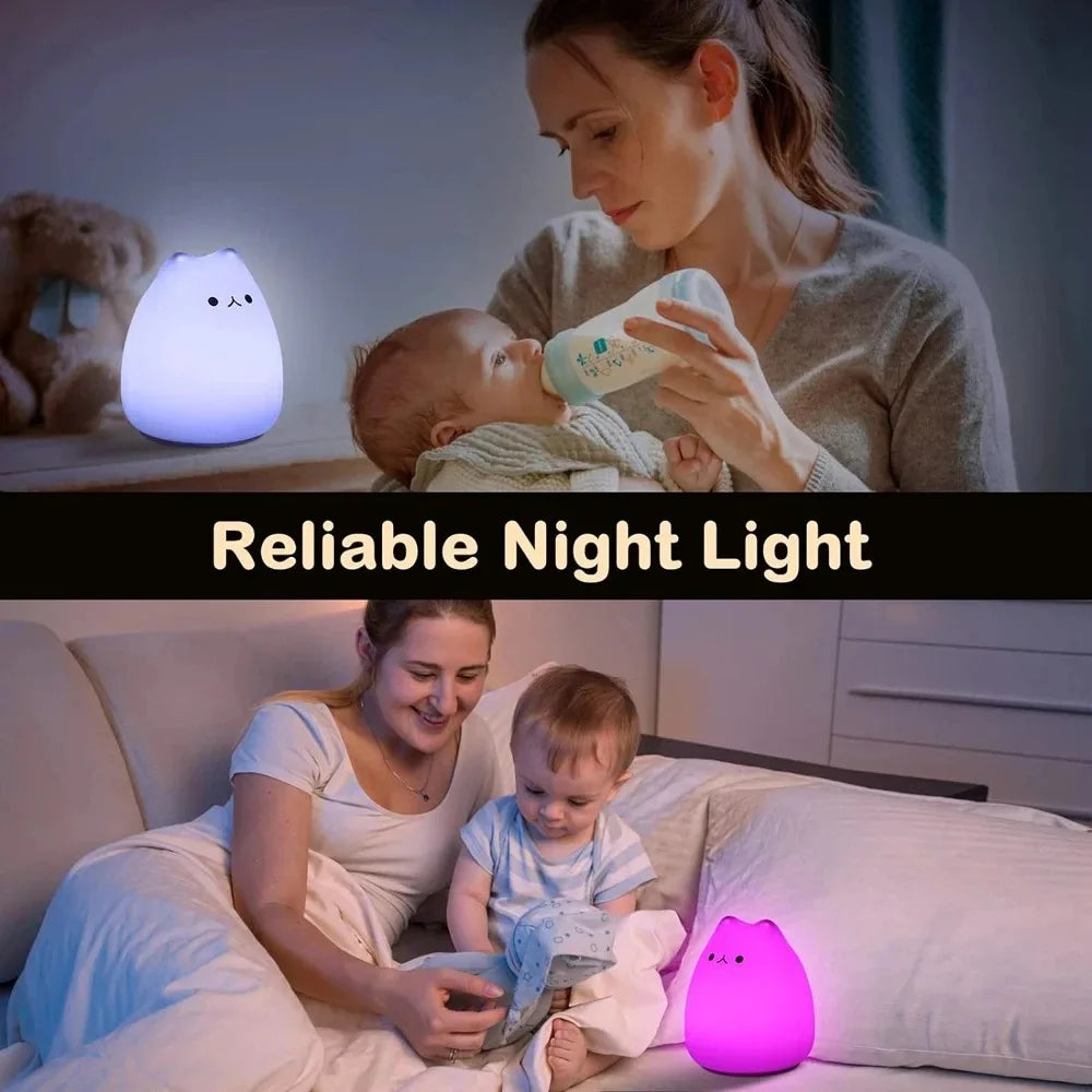 Colorful Cat Touch Night Light – Soft Glow & Fun Color Change for Kids’ Rooms