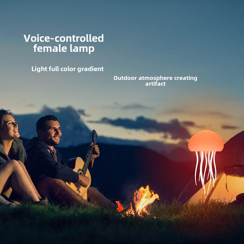 Voice-Controlled Jellyfish Night Lamp – Color-Changing Mood Light with Flexible Tentacles