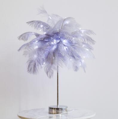 Nordic Feather Table Lamp – Soft Glow LED Night Light with Remote & Dual Power