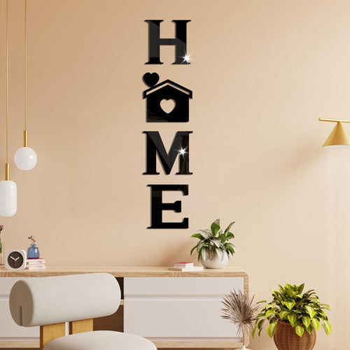 Acrylic Mirror Wall Stickers – “Home House Love” Heart Decals | Waterproof Soft Mirror Decor