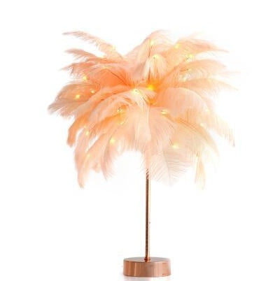 Nordic Feather Table Lamp – Soft Glow LED Night Light with Remote & Dual Power