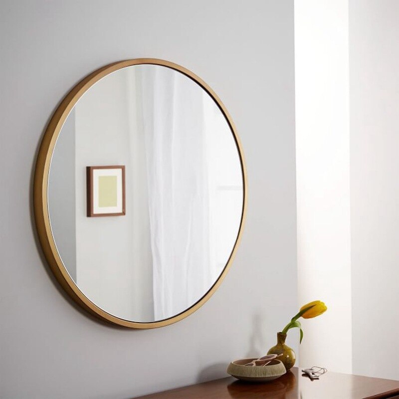 Minimalist Wall Mirror for Bathroom – 30cm Round Iron Frame