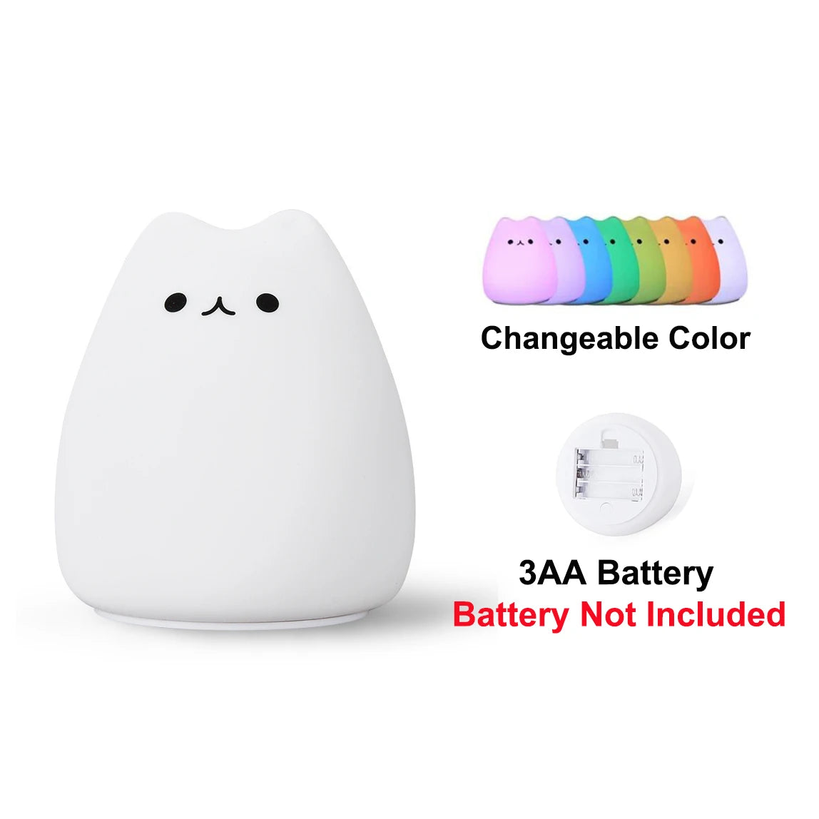 Colorful Cat Touch Night Light – Soft Glow & Fun Color Change for Kids’ Rooms