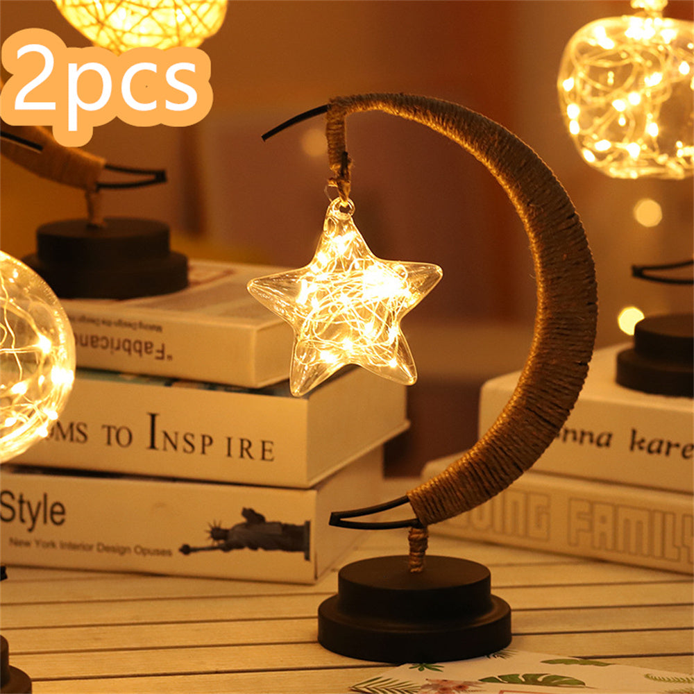 LED Moon & Star Copper Wire Light – USB & Battery Powered Decor Lamp