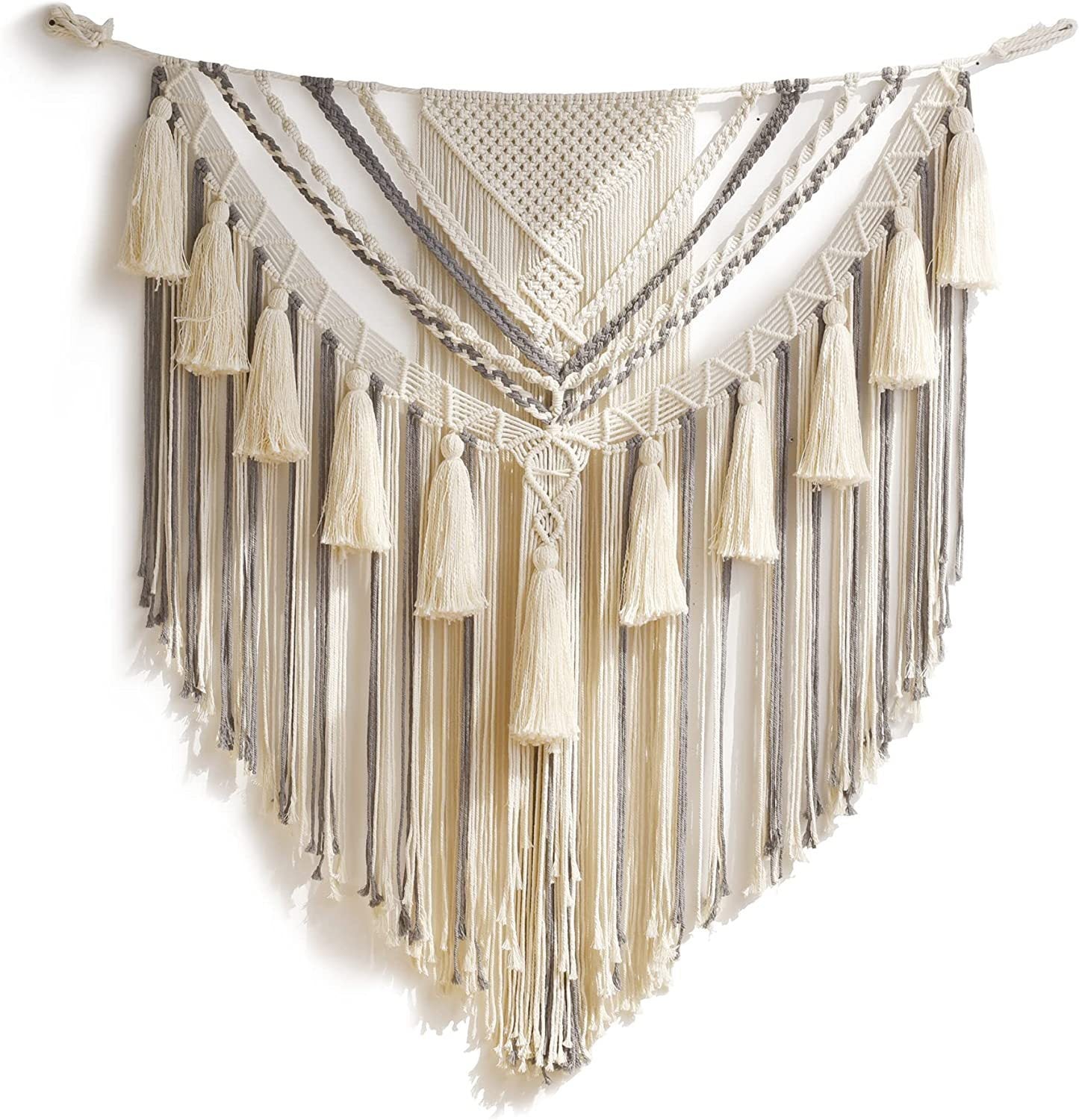 Handwoven Boho Cotton Wall Tapestry – Elegant Lace Decor