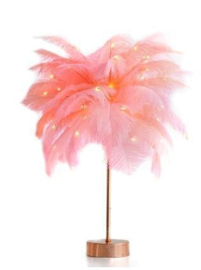Nordic Feather Table Lamp – Soft Glow LED Night Light with Remote & Dual Power