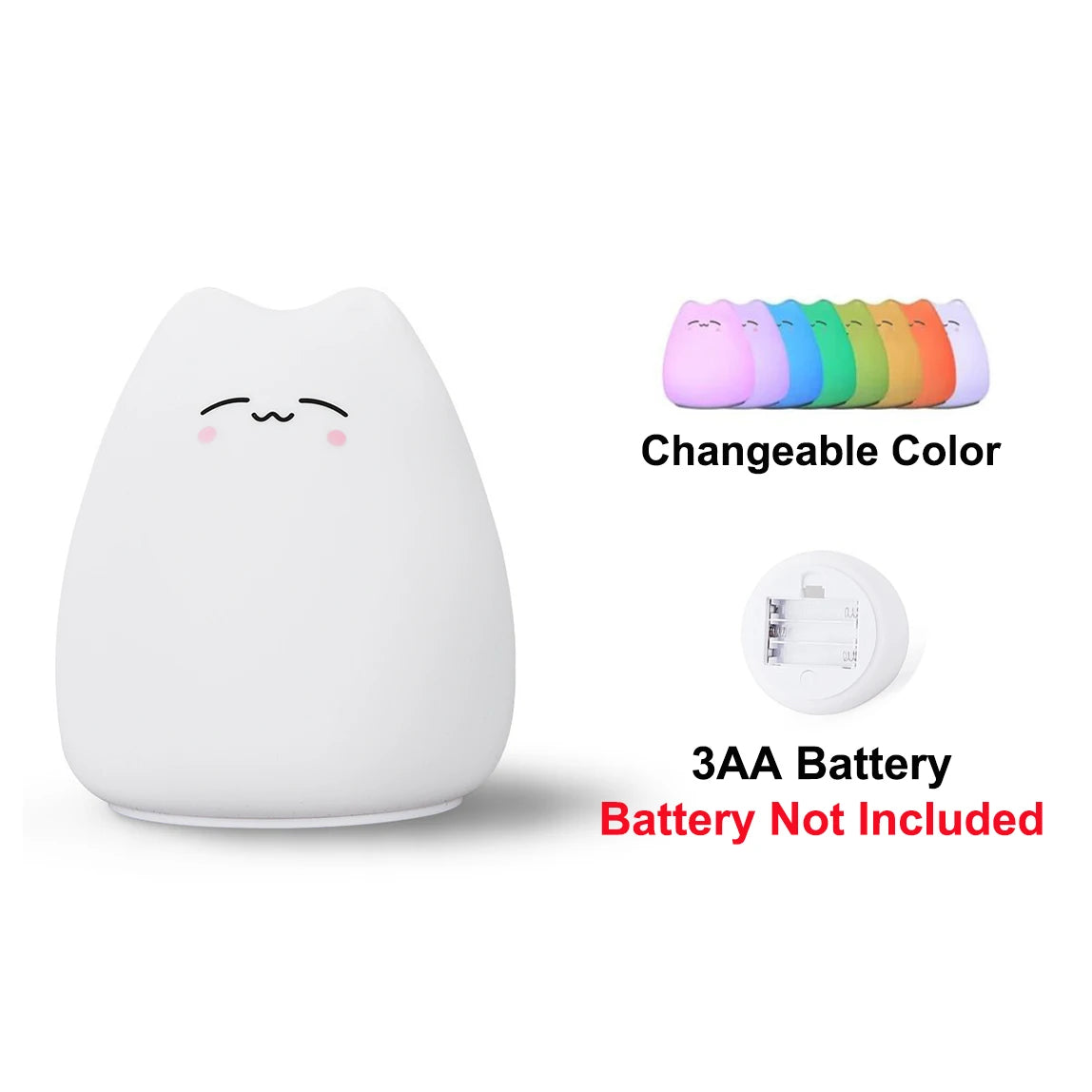 Colorful Cat Touch Night Light – Soft Glow & Fun Color Change for Kids’ Rooms