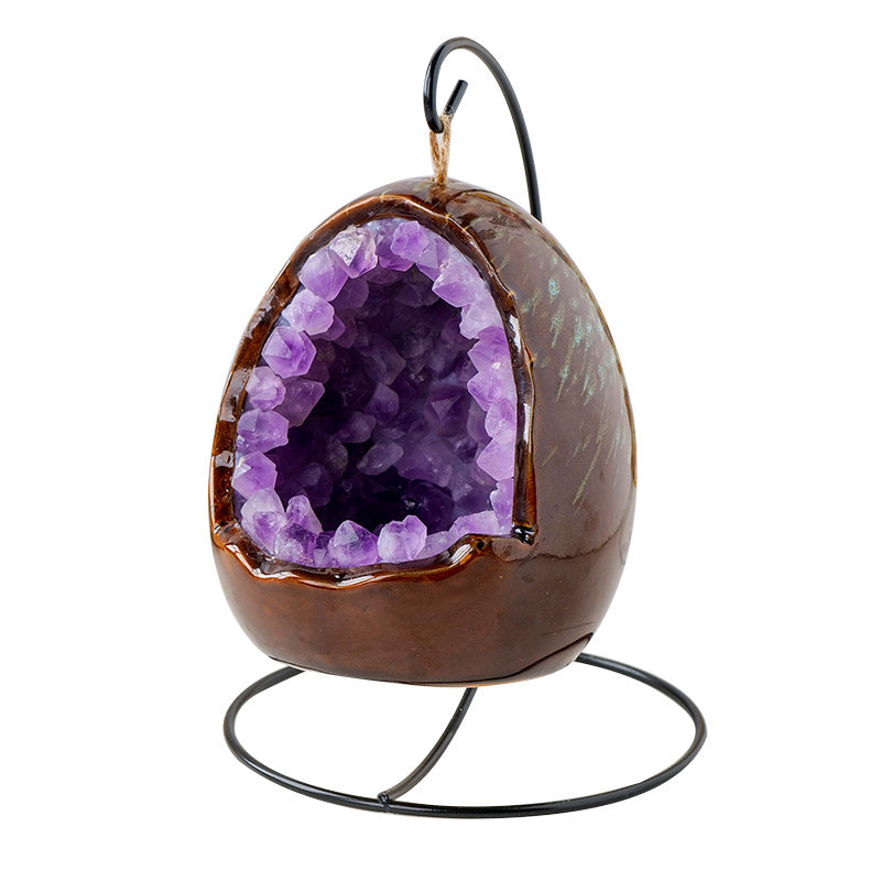 Amethyst Dinosaur Egg Night Light – Crystal Glow with Modern Vibes