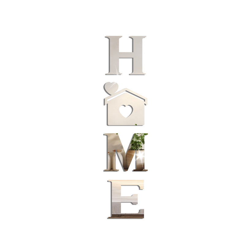Acrylic Mirror Wall Stickers – “Home House Love” Heart Decals | Waterproof Soft Mirror Decor