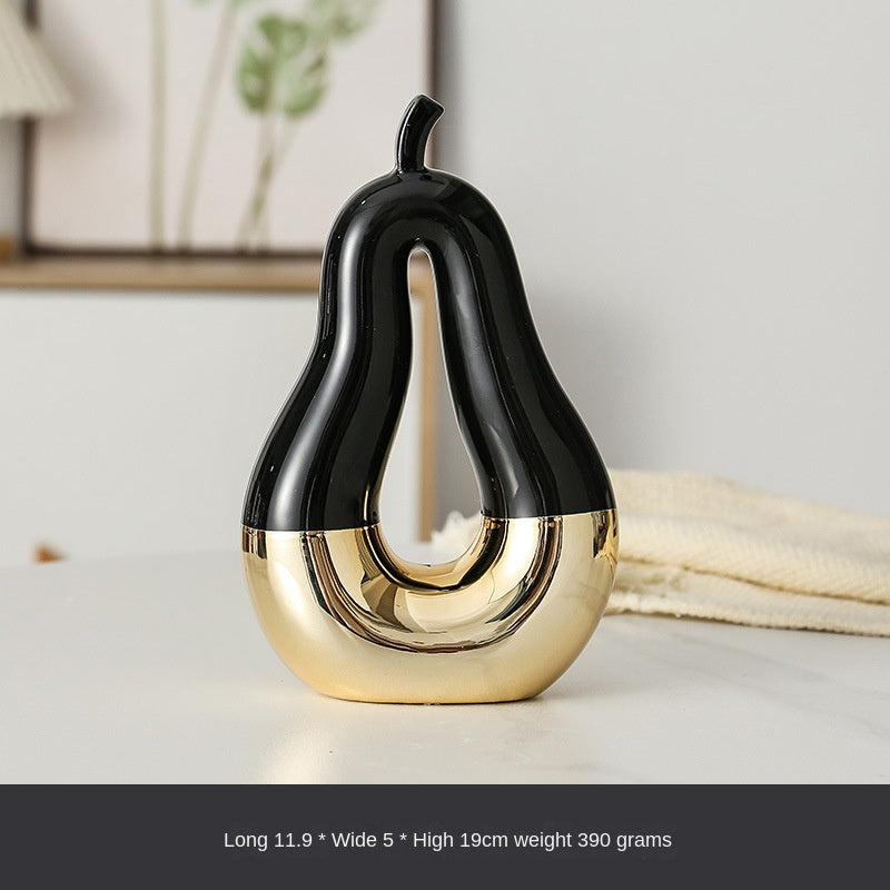 Gilded Apple & Pear Decor – Luxe Ceramic Art for Modern Homes