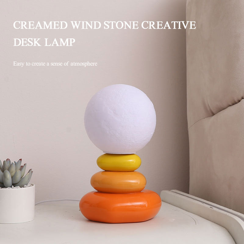 Stonehenge Ceramic Table Lamp – 3D Moon Lampshade | USB LED Night Light for Aesthetic Bedroom Decor