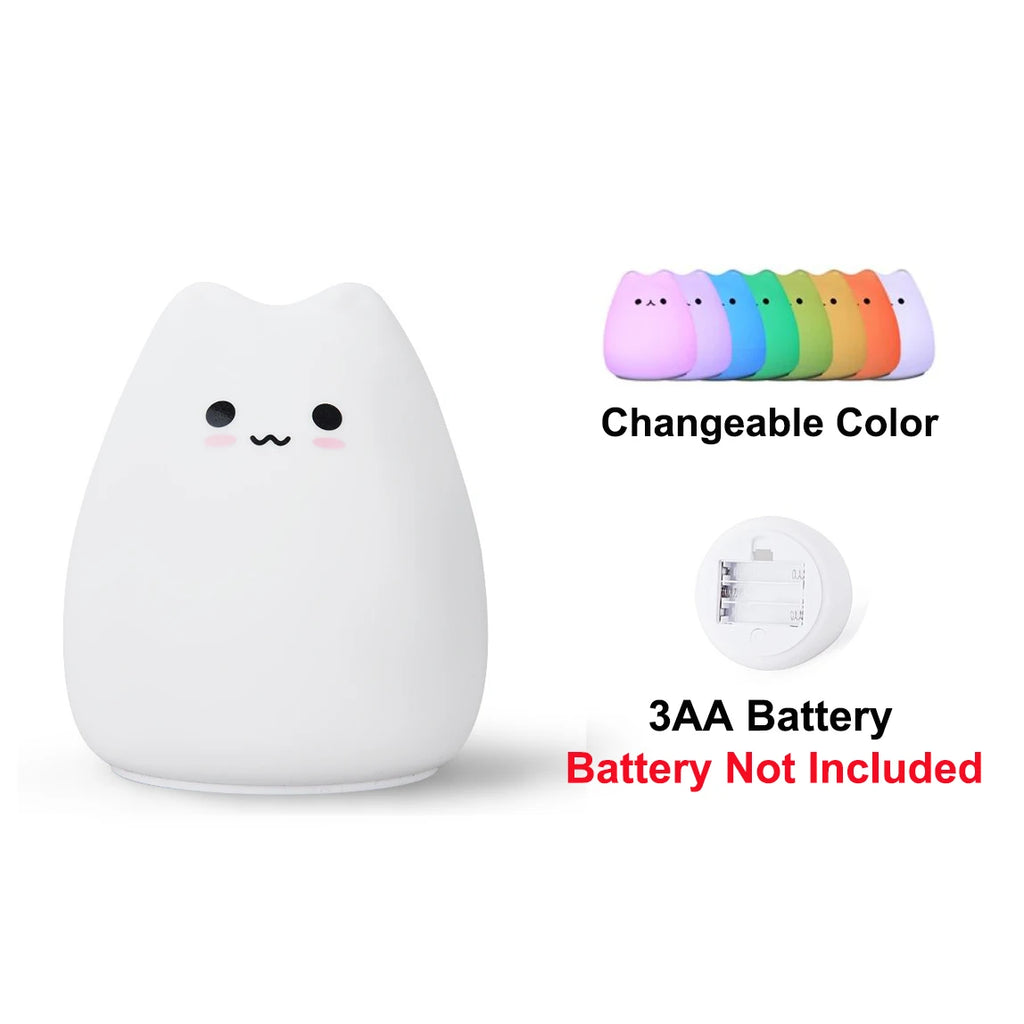 Colorful Cat Touch Night Light – Soft Glow & Fun Color Change for Kids’ Rooms
