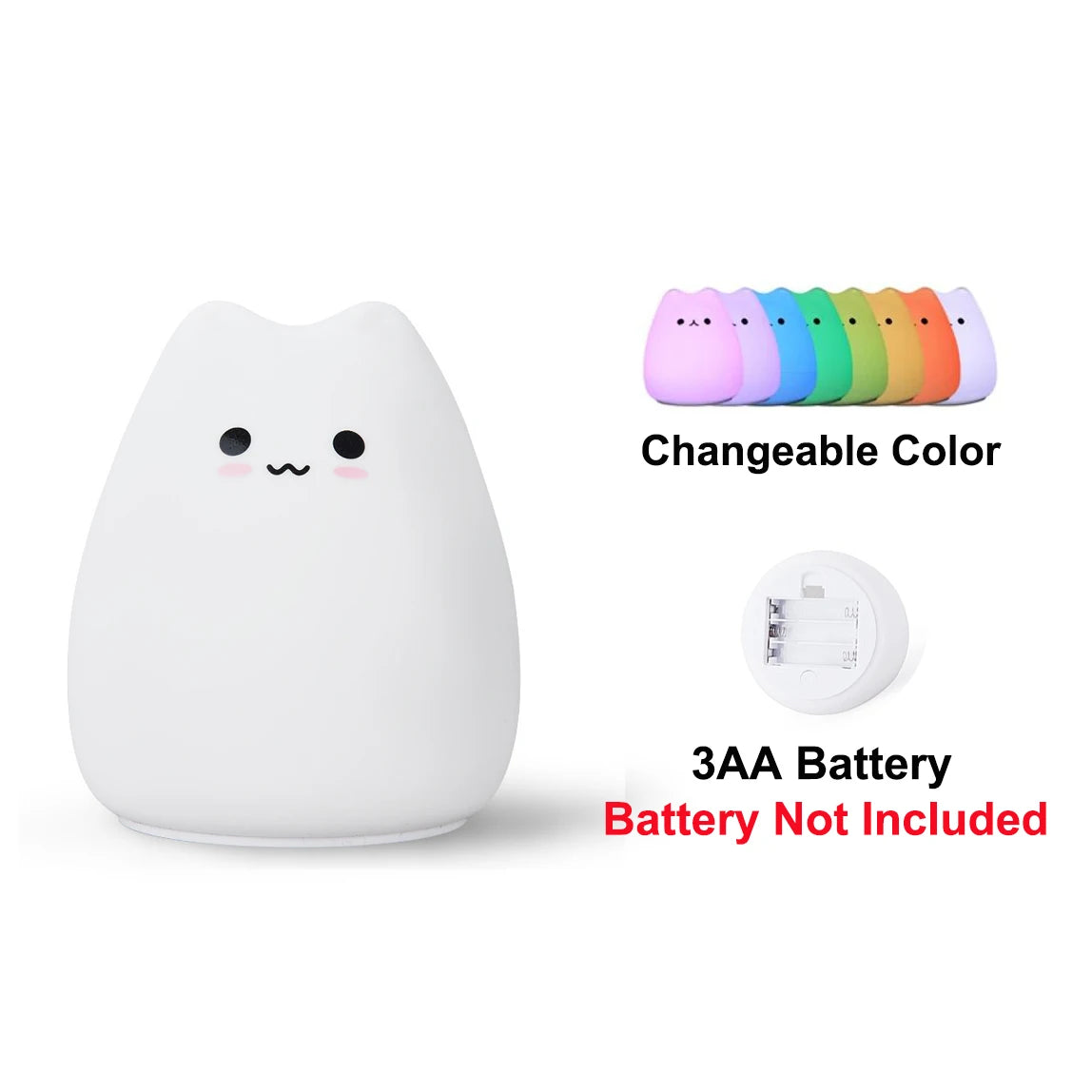 Colorful Cat Touch Night Light – Soft Glow & Fun Color Change for Kids’ Rooms
