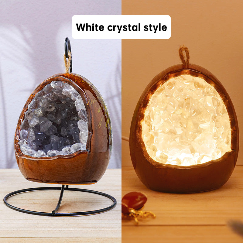 Amethyst Dinosaur Egg Night Light – Crystal Glow with Modern Vibes
