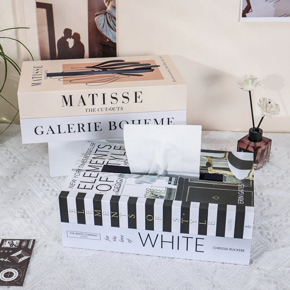 Book-Style Tissue Box Holder – Fashionable Napkin Case & Home Storage Decor
