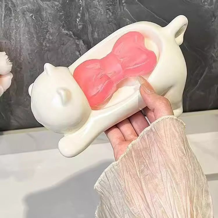 Cute Cat Soap Box – Bathroom Drainage Soap Dish & Accessory Holder