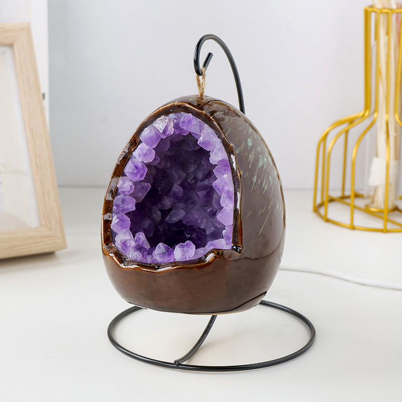 Amethyst Dinosaur Egg Night Light – Crystal Glow with Modern Vibes