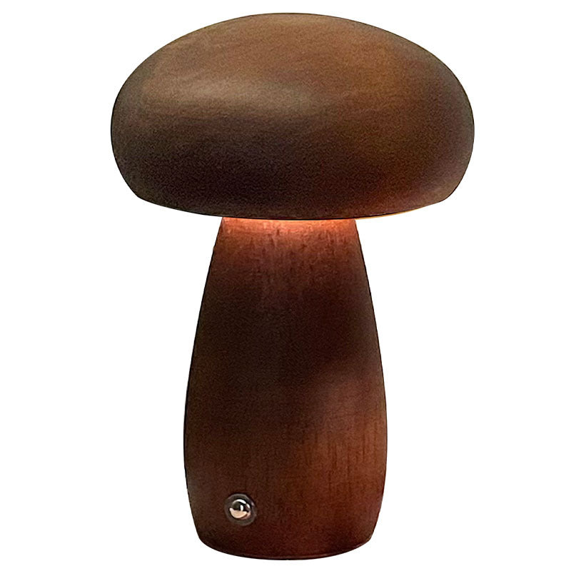 INS Wooden Mushroom LED Night Light – Touch Control Bedside Lamp for Kids & Home Decor