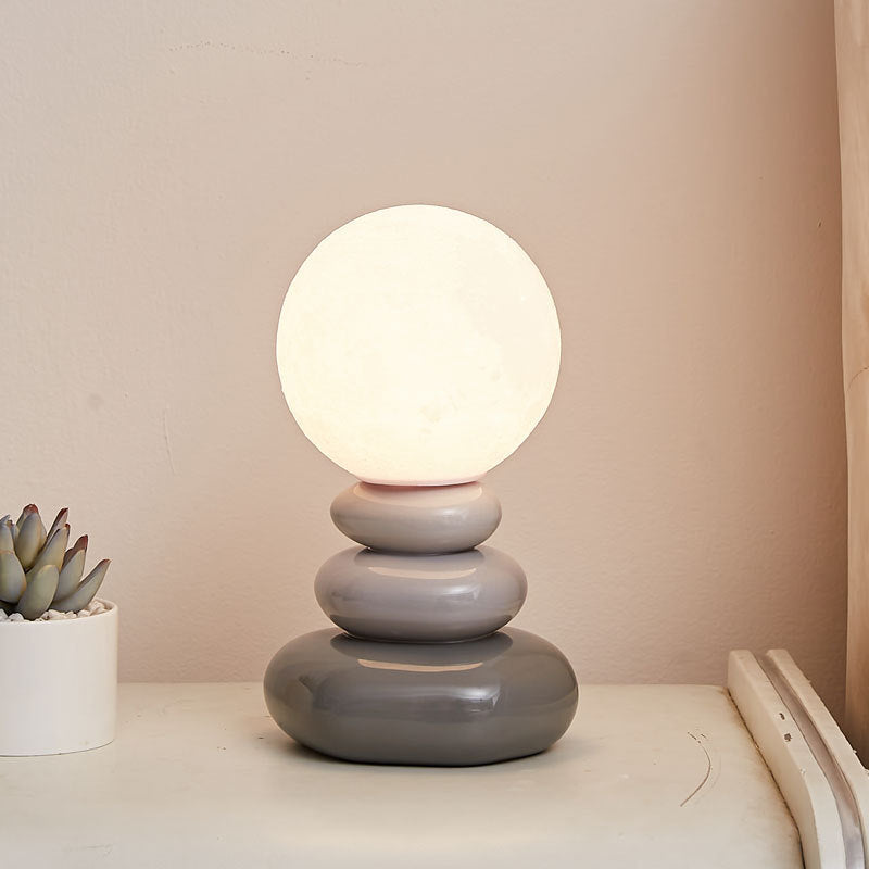 Stonehenge Ceramic Table Lamp – 3D Moon Lampshade | USB LED Night Light for Aesthetic Bedroom Decor