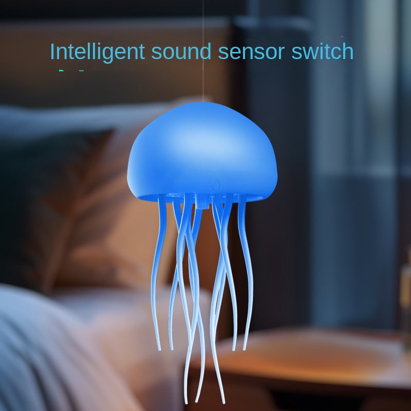 Voice-Controlled Jellyfish Night Lamp – Color-Changing Mood Light with Flexible Tentacles