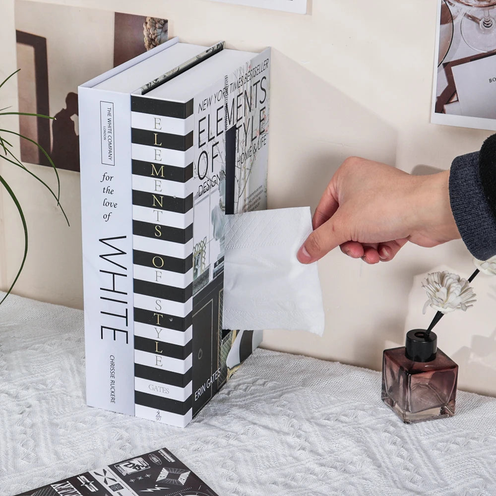 Book-Style Tissue Box Holder – Fashionable Napkin Case & Home Storage Decor