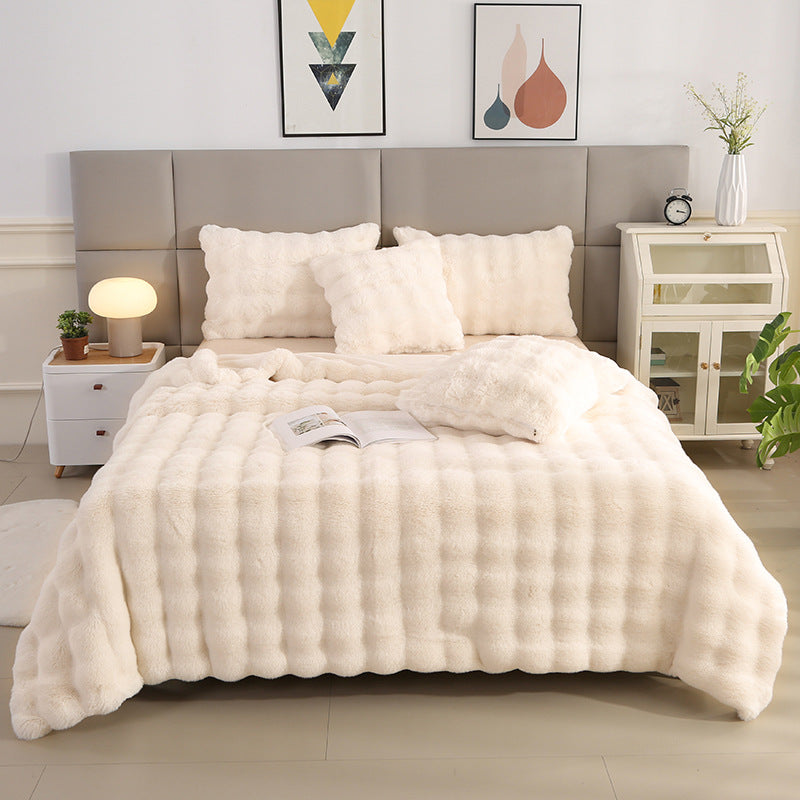 Ultra-Soft Rabbit Plush Blanket – Nordic Winter Sofa Throw & Bed Cover