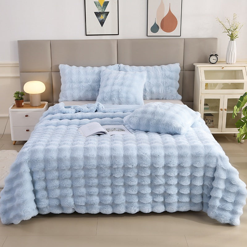 Ultra-Soft Rabbit Plush Blanket – Nordic Winter Sofa Throw & Bed Cover