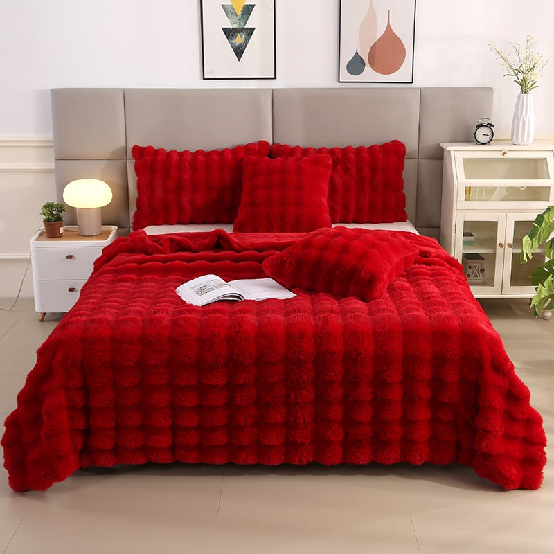 Ultra-Soft Rabbit Plush Blanket – Nordic Winter Sofa Throw & Bed Cover