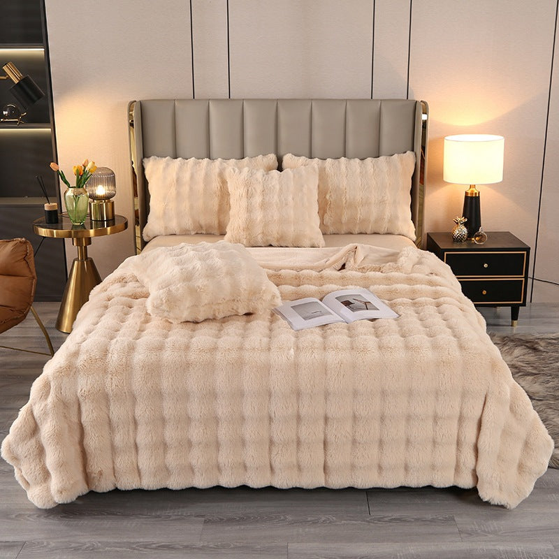 Ultra-Soft Rabbit Plush Blanket – Nordic Winter Sofa Throw & Bed Cover