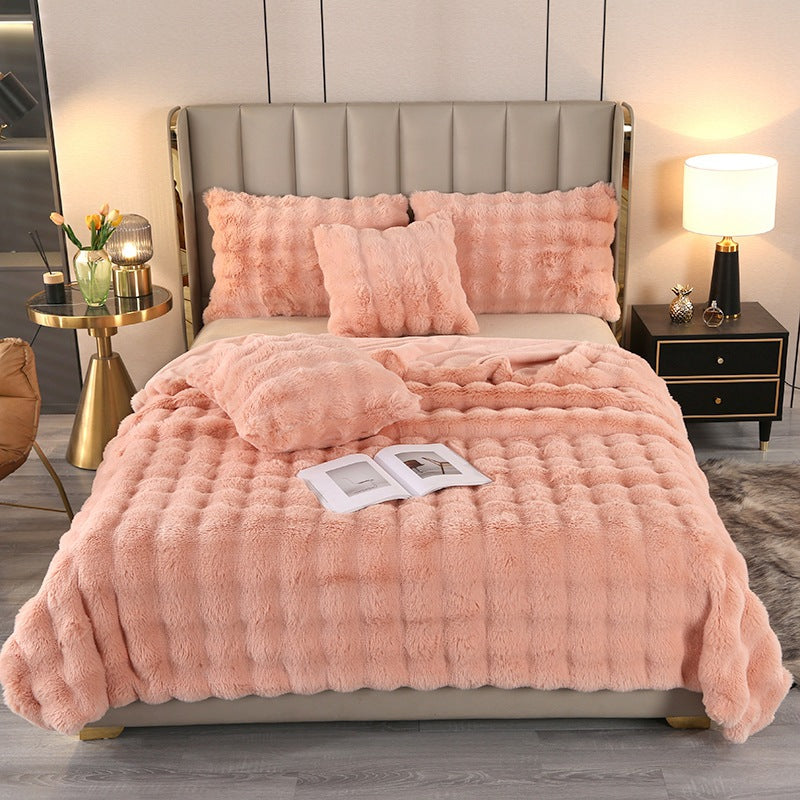 Ultra-Soft Rabbit Plush Blanket – Nordic Winter Sofa Throw & Bed Cover