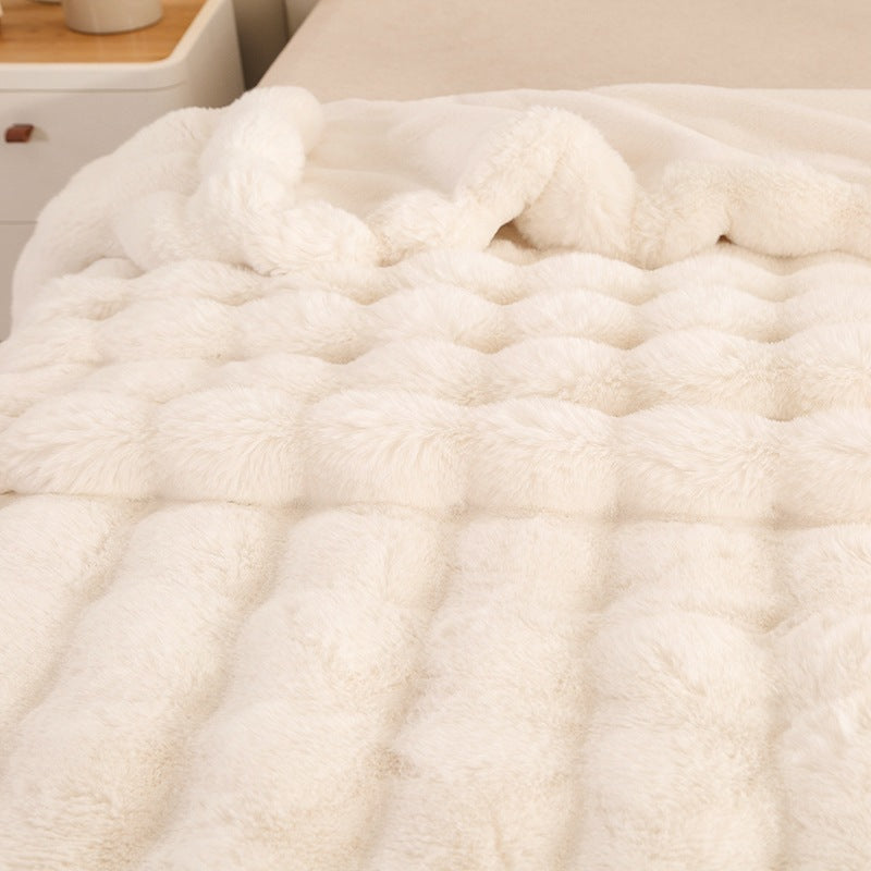 Ultra-Soft Rabbit Plush Blanket – Nordic Winter Sofa Throw & Bed Cover