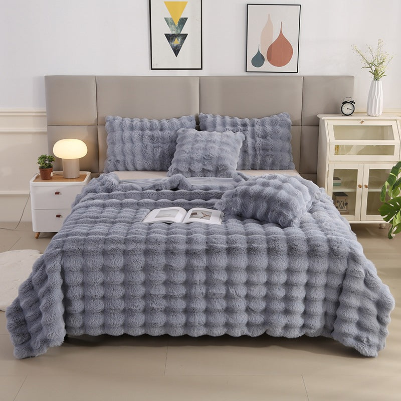 Ultra-Soft Rabbit Plush Blanket – Nordic Winter Sofa Throw & Bed Cover