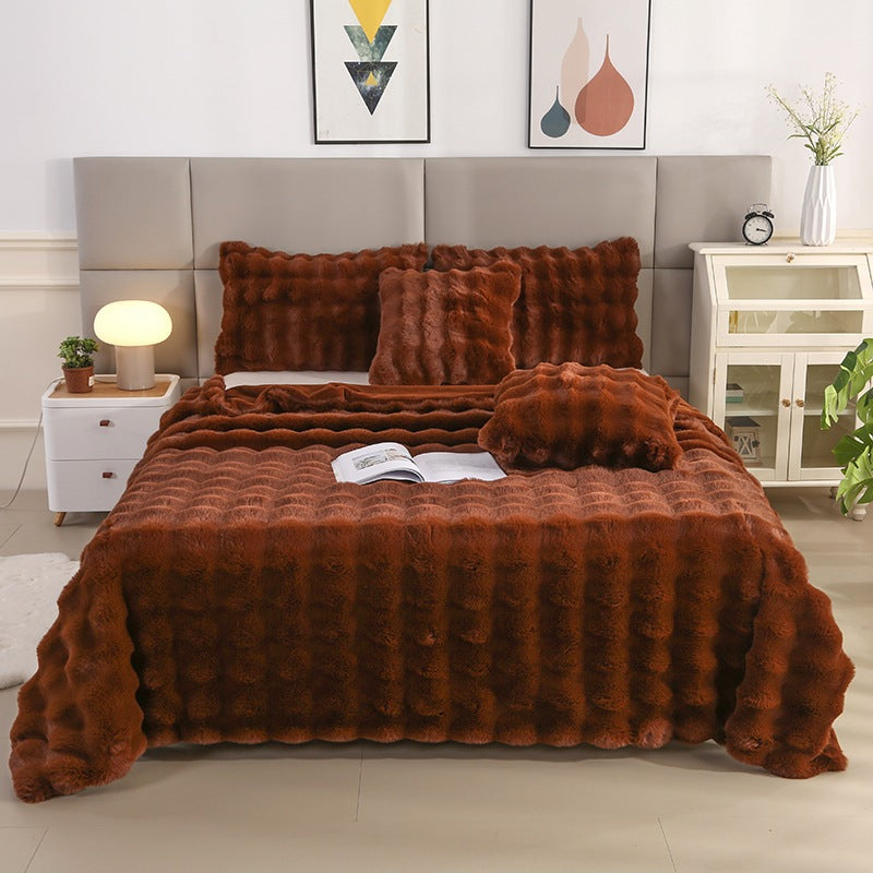 Ultra-Soft Rabbit Plush Blanket – Nordic Winter Sofa Throw & Bed Cover