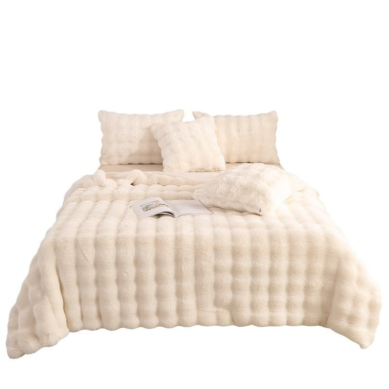 Ultra-Soft Rabbit Plush Blanket – Nordic Winter Sofa Throw & Bed Cover
