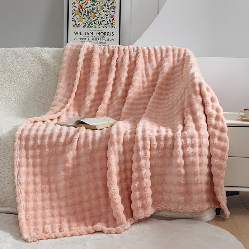 Bubble Flannel Blanket – Ultra-Soft Sofa & Bed Throw for AC Rooms