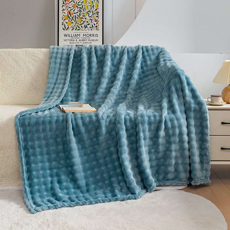 Bubble Flannel Blanket – Ultra-Soft Sofa & Bed Throw for AC Rooms