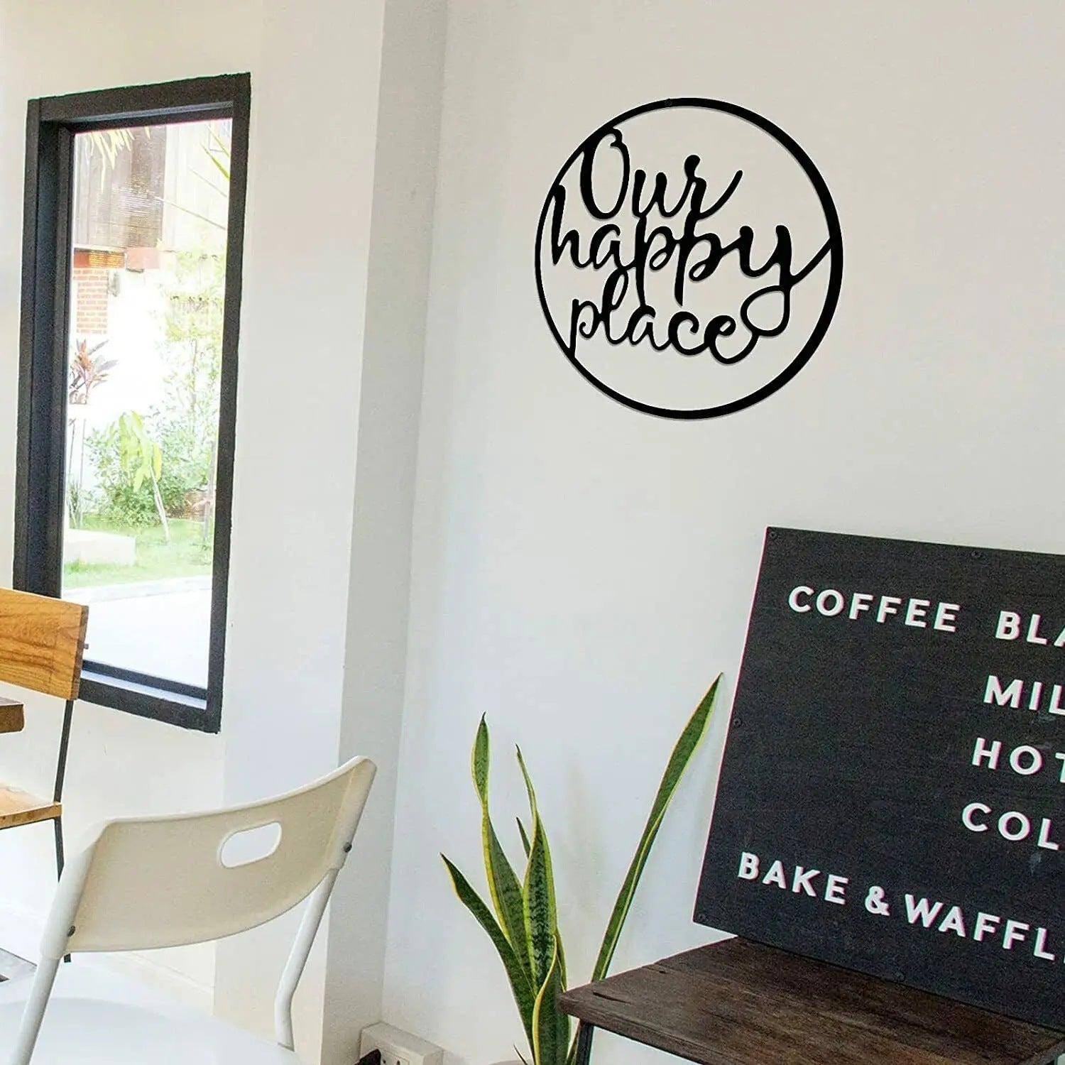 Black Metal Wall Art – Modern Geometric Plaque for Outdoor & Indoor Spaces