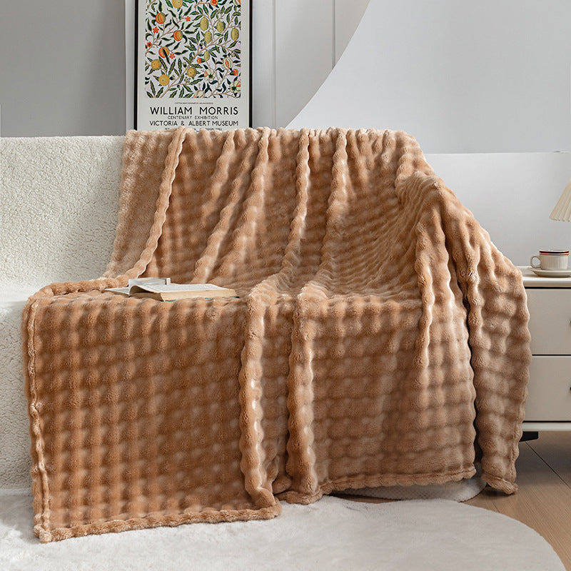 Bubble Flannel Blanket – Ultra-Soft Sofa & Bed Throw for AC Rooms